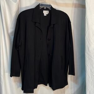 Adele Joyce 2x black sweater jacket pockets euc